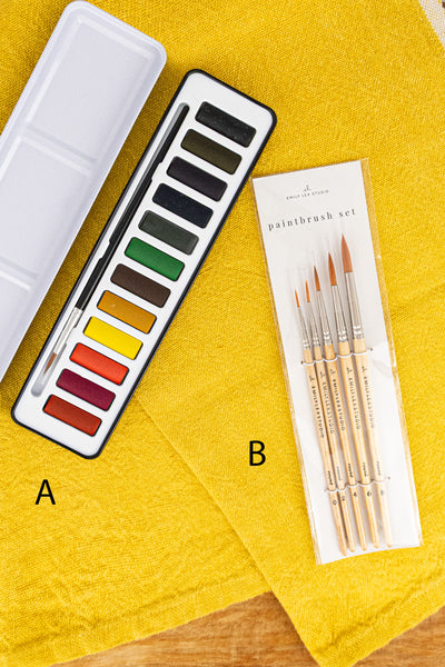 Watercolor Paint Palette & Brush Set