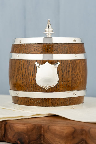 Antique Oak and Silverplate Biscuit Barrel