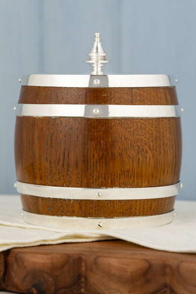 Antique Oak and Silverplate Biscuit Barrel