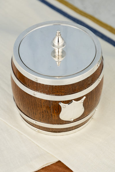 Antique Oak and Silverplate Biscuit Barrel