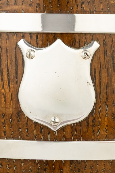 Antique Oak and Silverplate Biscuit Barrel