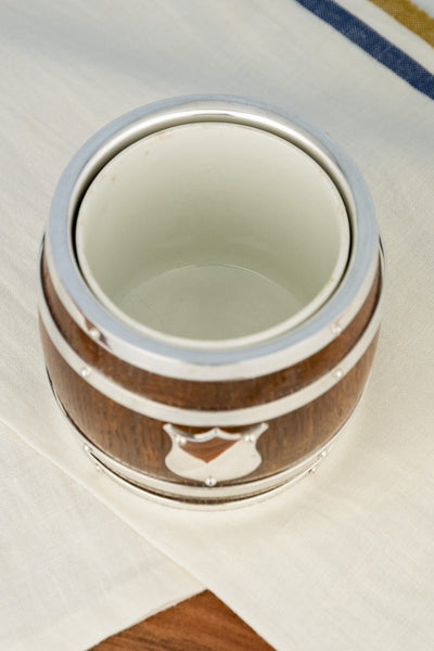 Antique Oak and Silverplate Biscuit Barrel