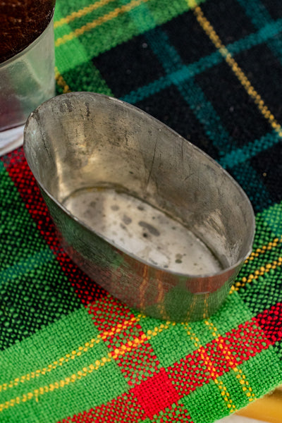Antique English Pewter and Leather Flask with Cup
