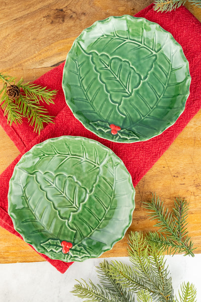 Yuletide Holly Leaf Stoneware Crockery