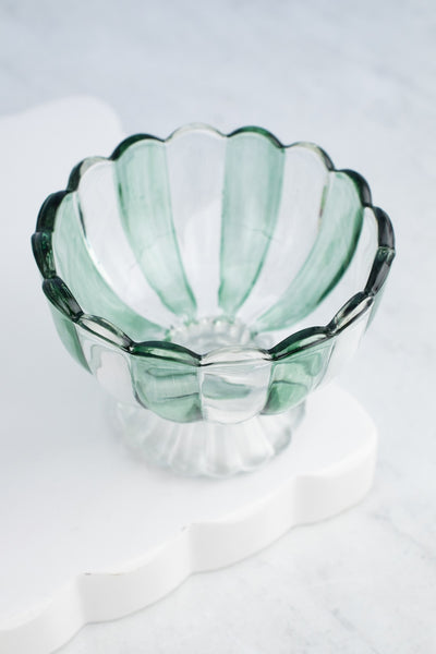 Striped Glass Pedestal Bowl - Set of 4