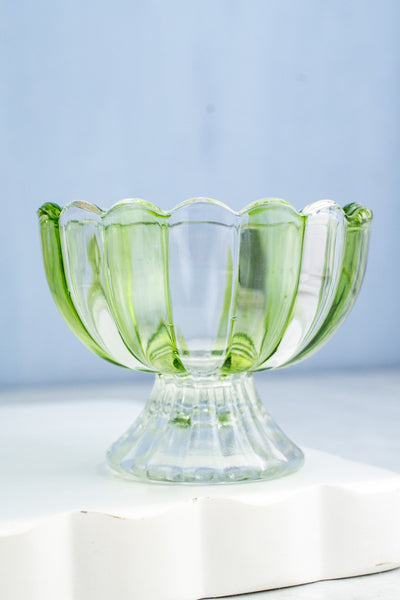 Striped Glass Pedestal Bowl - Set of 4