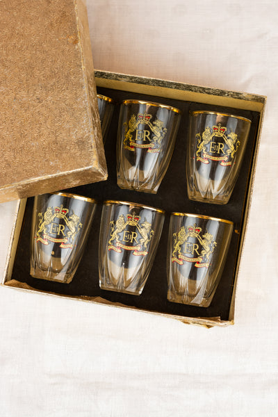 Vintage 1953 Coronation 6-piece Glass Set