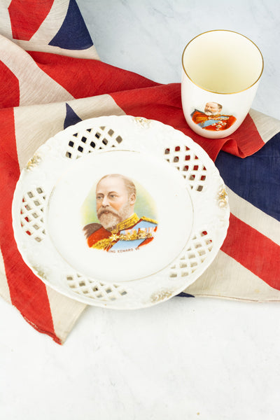 Antique Edward VII 1902 Coronation Plate & Tumbler