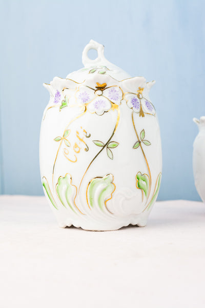 Antique French Porcelain Canister Trio
