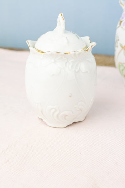 Antique French Porcelain Canister Trio