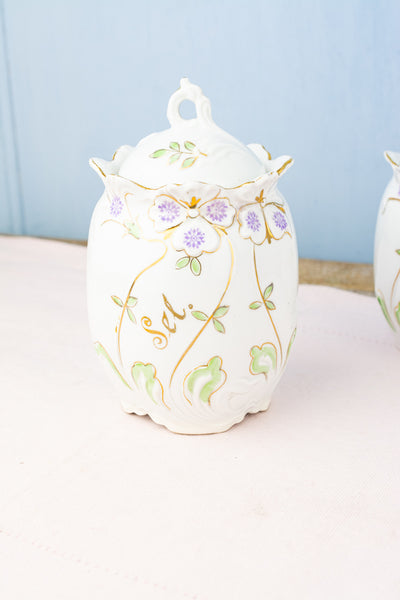 Antique French Porcelain Canister Trio
