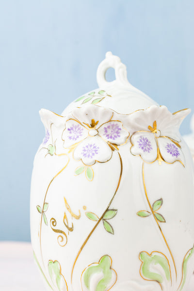 Antique French Porcelain Canister Trio