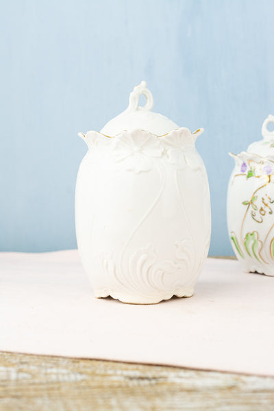 Antique French Porcelain Canister Trio