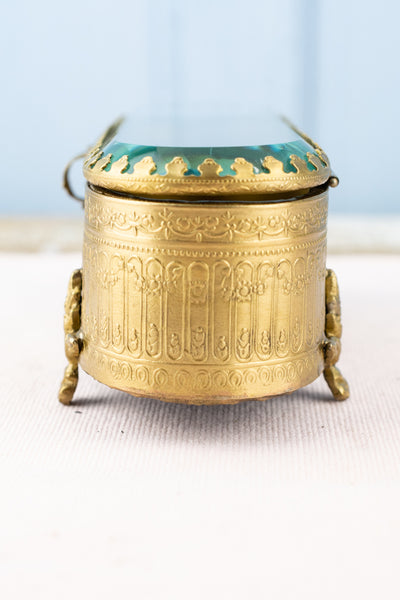 Brass & Beveled Glass Jewelry Box