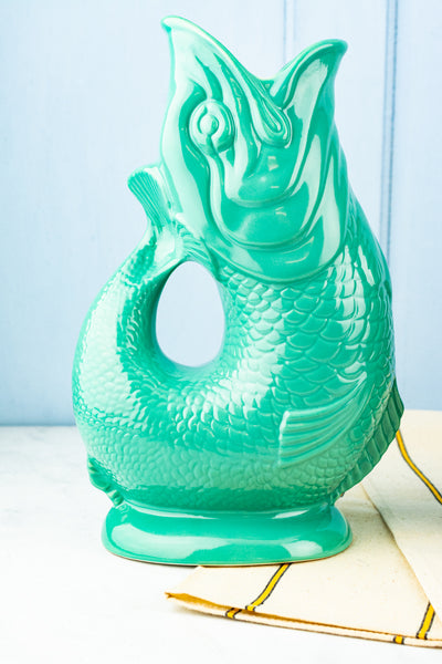 Tall Ceramic Fish Gluggle Jug