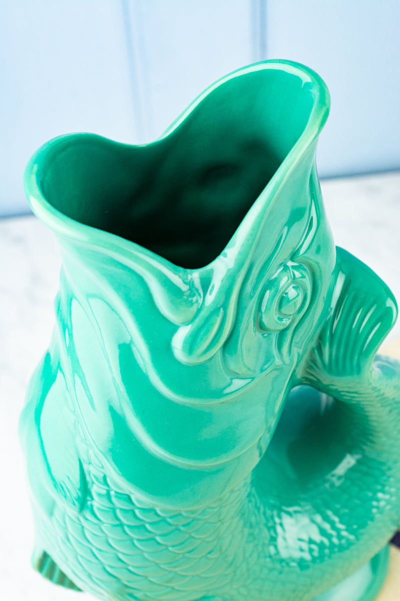Tall Ceramic Fish Gluggle Jug