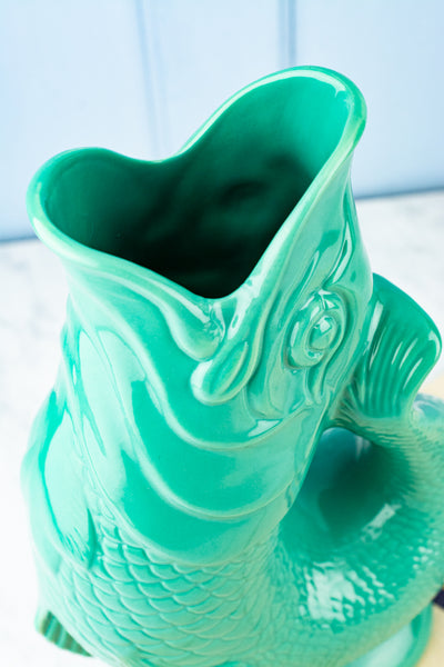 Tall Ceramic Fish Gluggle Jug