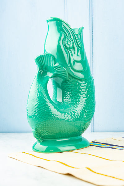 Tall Ceramic Fish Gluggle Jug