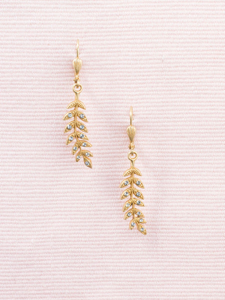 Crystal Laurel Leaf Earrings