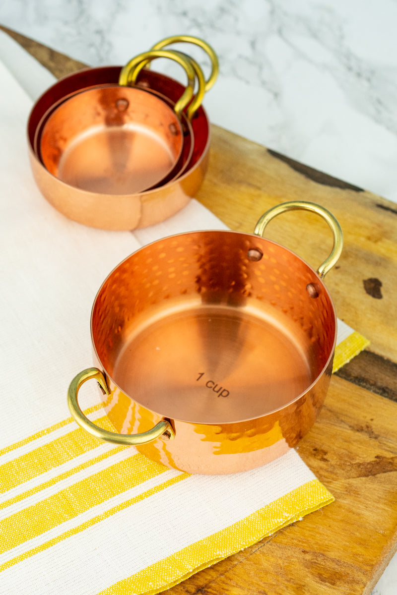 Hammered Copper Measuring Cup Set