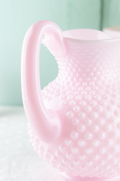 Pink Milk Glass Hobnail Pitcher