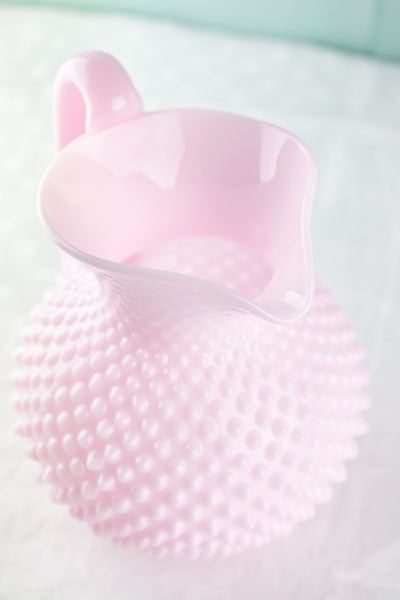 Pink Milk Glass Hobnail Pitcher