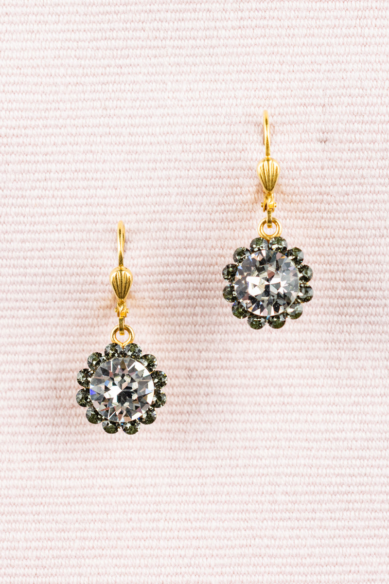 French Crystal Drop Flower Earrings