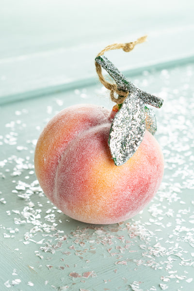 Glass Frosty Peach Ornament