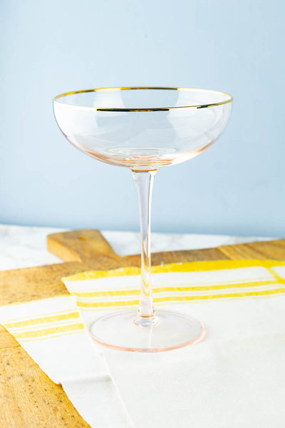 Tall Pink Champagne Coupes — Set of 2
