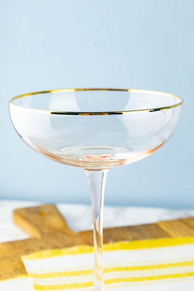 Tall Pink Champagne Coupes — Set of 2
