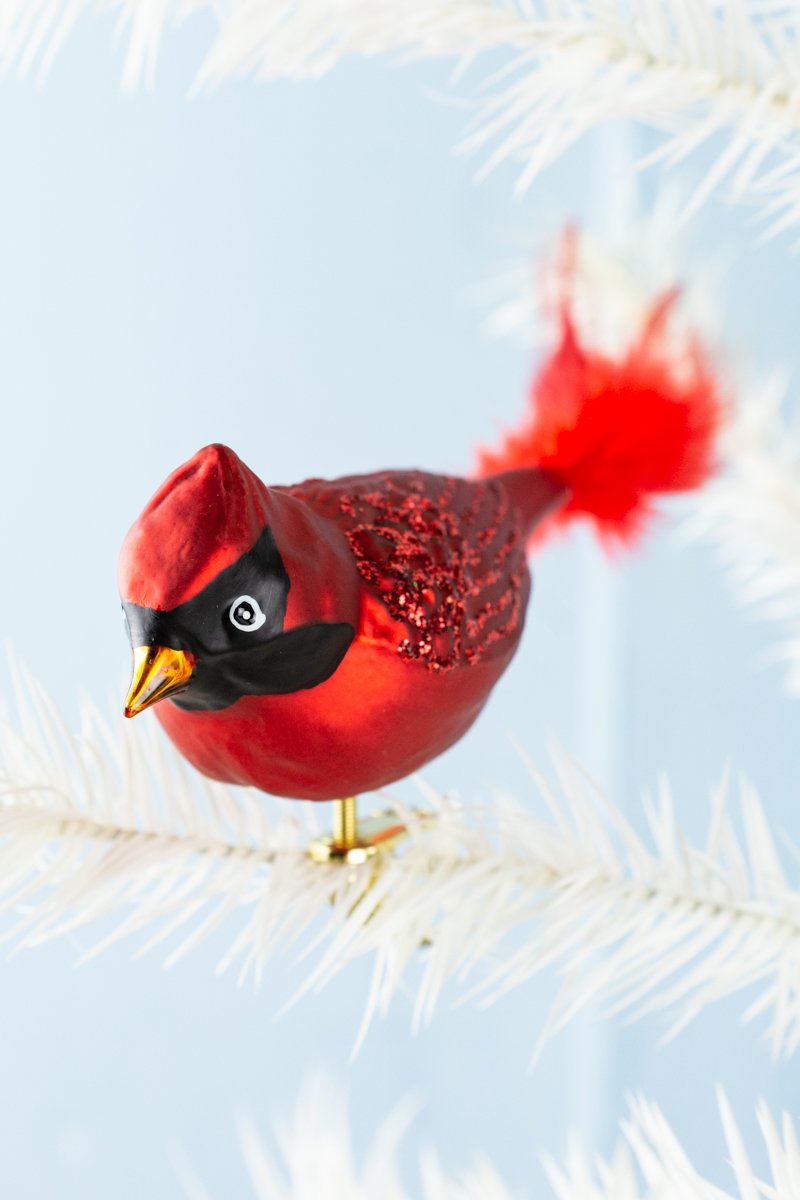 Glass Northern Cardinal Clip Ornament, image 2 of 4