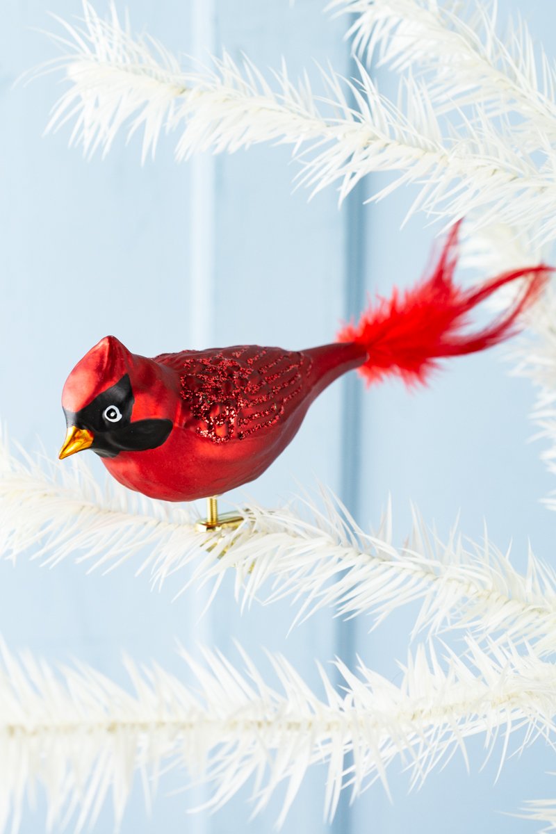 Glass Northern Cardinal Clip Ornament, image 1 of 4