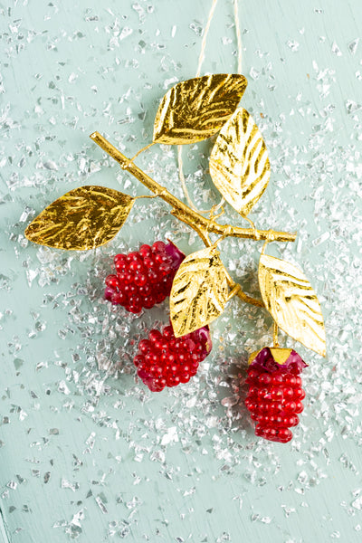 Gold Leaf Raspberry Ornament