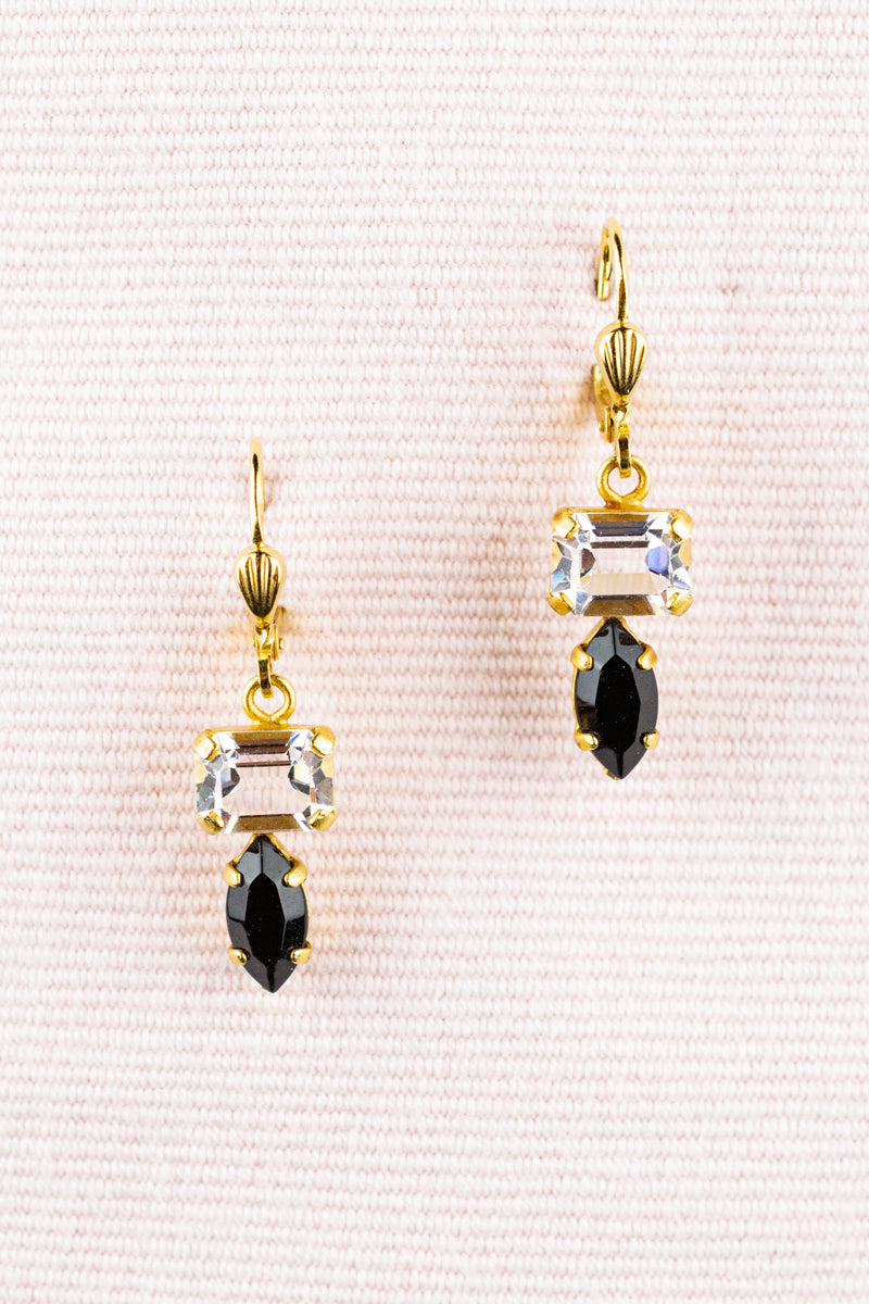 French Art Deco Double Crystal Earrings