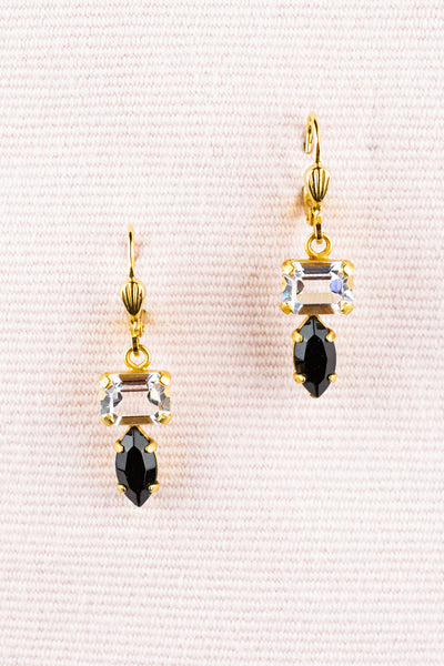 French Art Deco Double Crystal Earrings