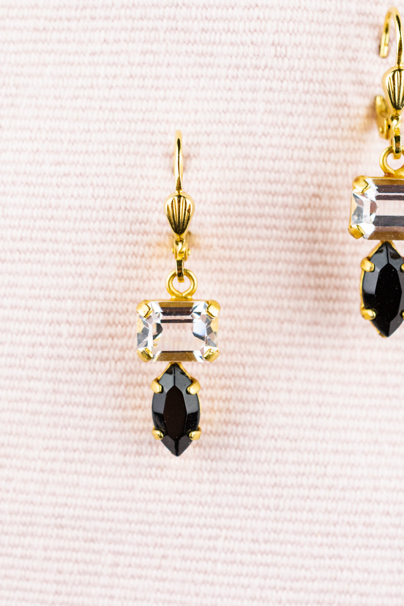 French Art Deco Double Crystal Earrings