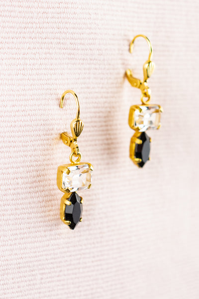 French Art Deco Double Crystal Earrings