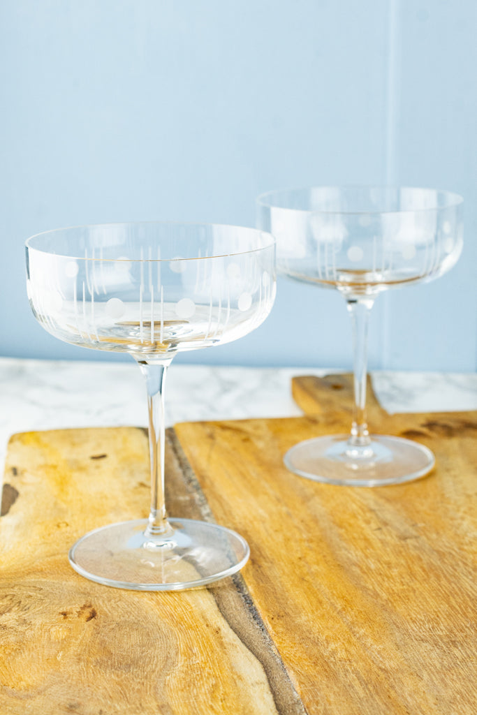 Teal Champagne Colored Coupe Glasses Set of 2