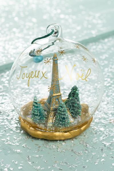 Eiffel Tower Winter Globe Ornament