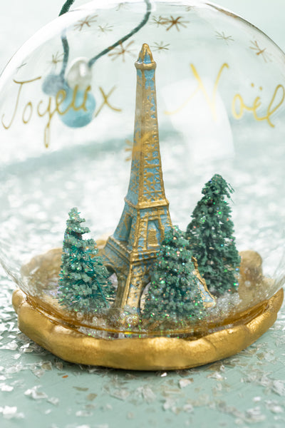 Eiffel Tower Winter Globe Ornament