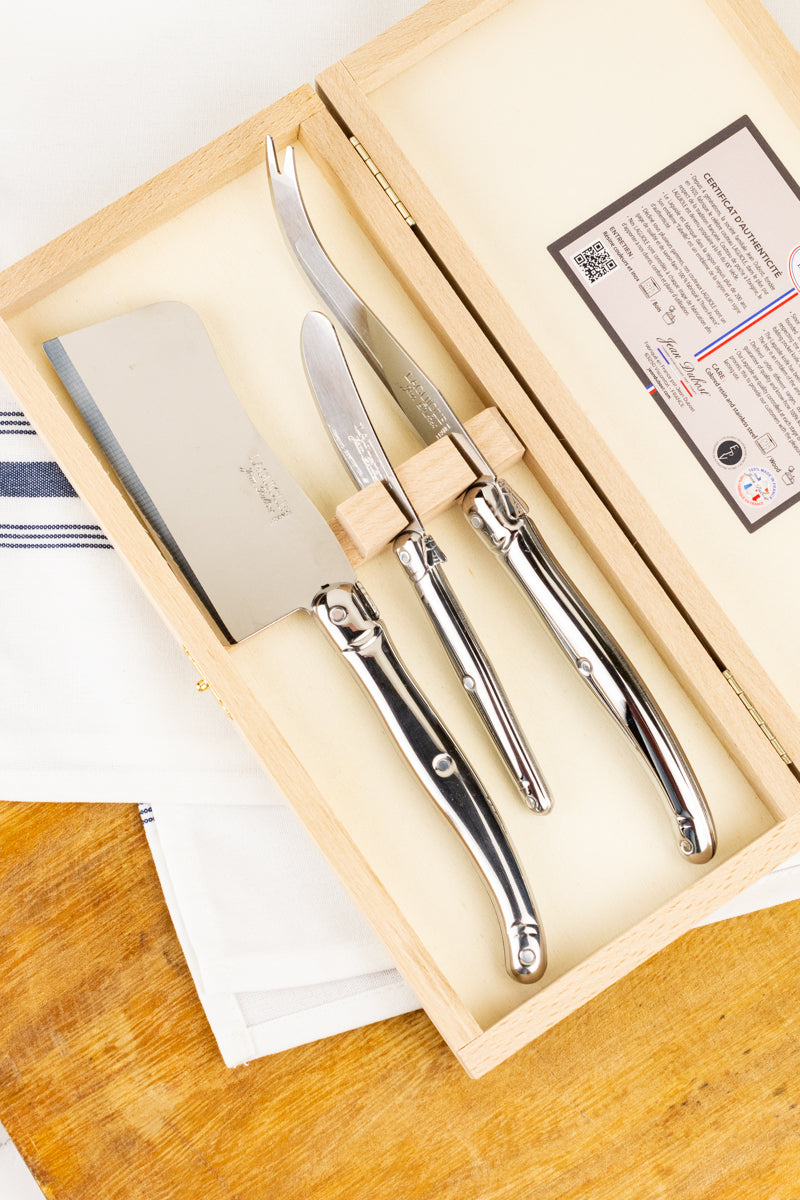 Laguiole 3-piece Stainless Steel Cheese Knife Set