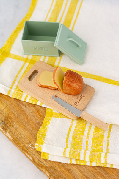 Danish Miniature Bread Box with Cutting Board & Knife