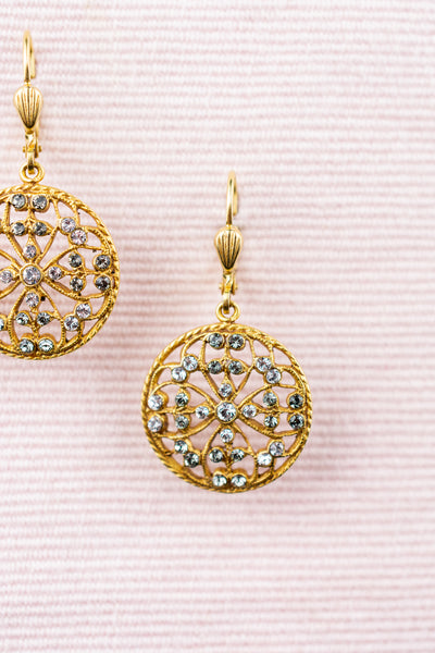 French Crystal Medallion Earrings