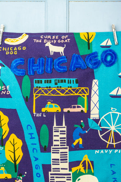 Embroidered Chicago Tea Towel