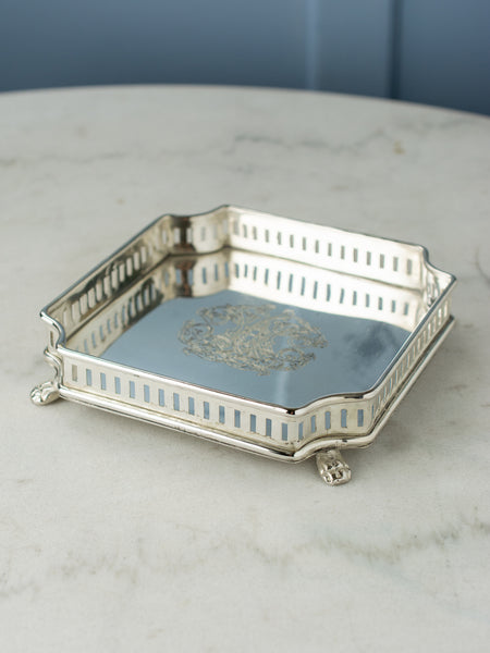 Small Silverplate Gallery Tray - Square