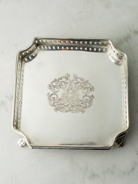 Small Silverplate Gallery Tray - Square