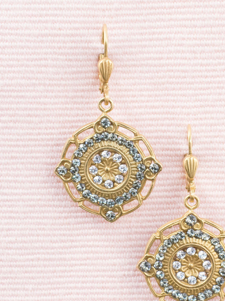 Floral Crystal Medallion Earrings