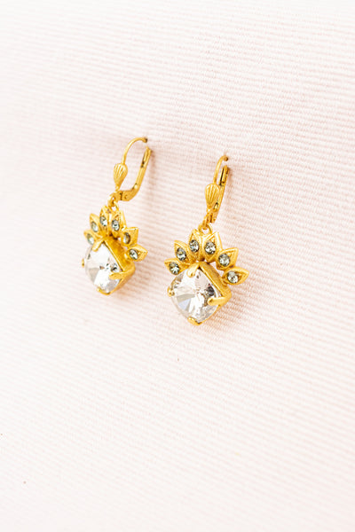 French Crystal Crown Earring