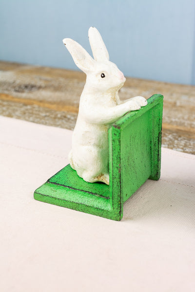 Garden Rabbit Cast Iron Book Ends