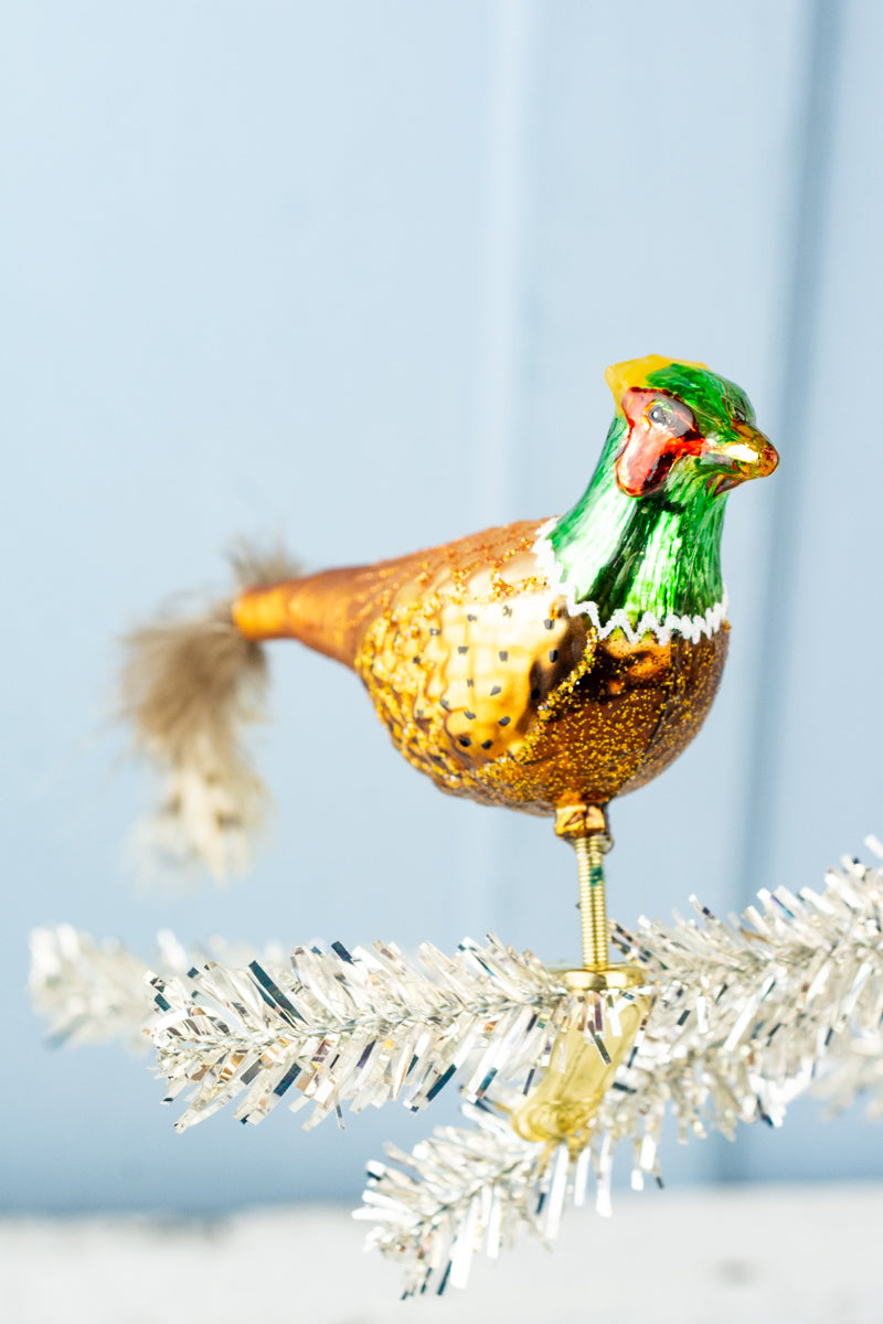 Glass Pheasant Clip Ornament, image 1 of 2
